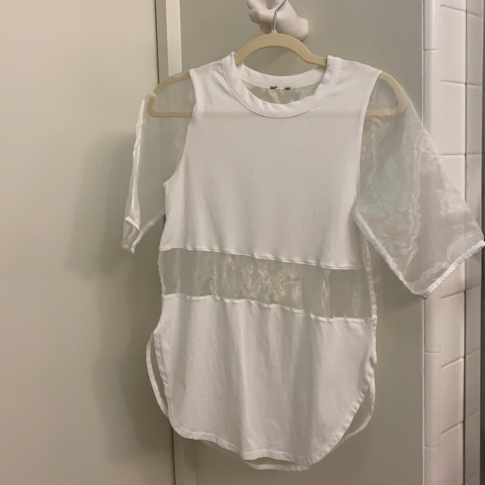Sheer panel white tee
